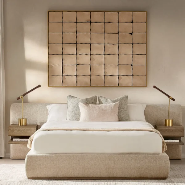 Riviera Isabelline White Fabric Queen Bed