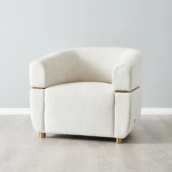Malta II Powder White Chenille Fabric Occasional Chair